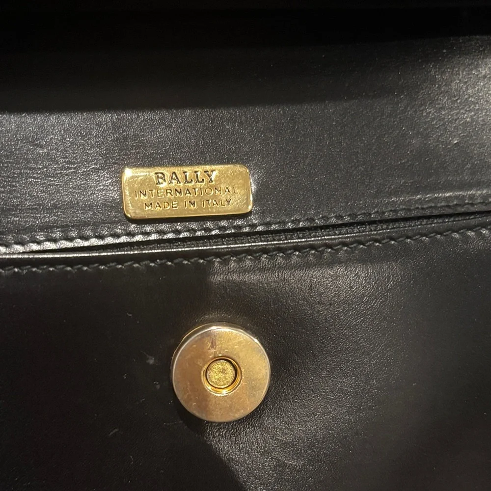 Bally‎ Black Leather Clutch/crossbody with Gold Accents bag
